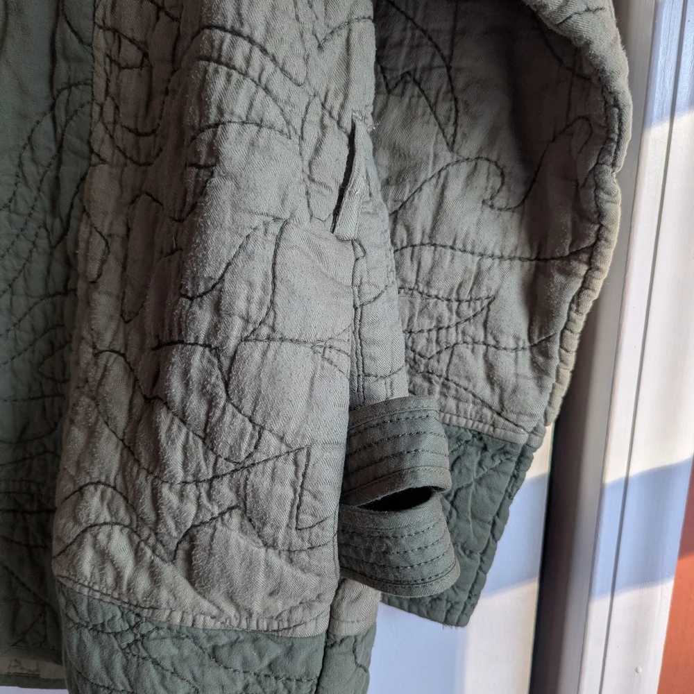 Anthropologie Sage Green Quilted Kimono Jacket - Picture 4 of 4